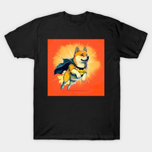 Shiba Inu Dog Super Hero Style Drawing Illustration T-Shirt